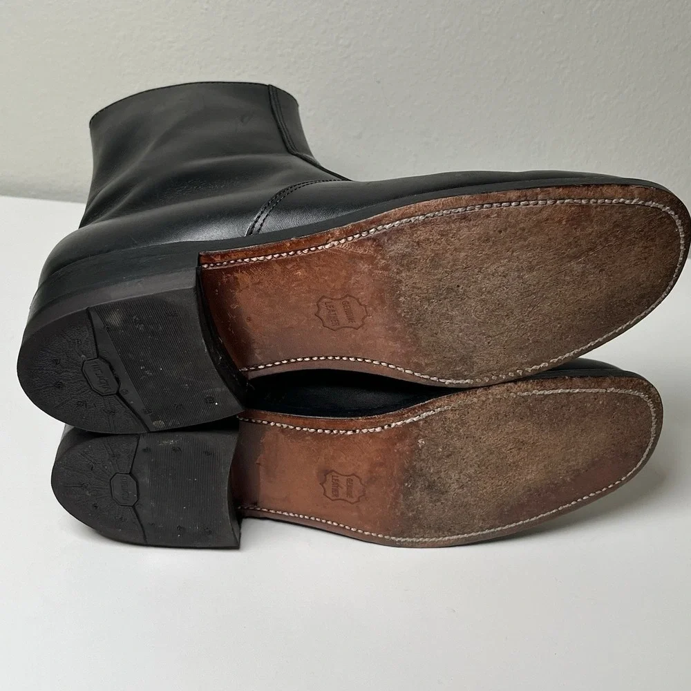 Executive Imperial Side Zip Boots Mens 6.5 Black Leather Apron Toe Ankle Classic